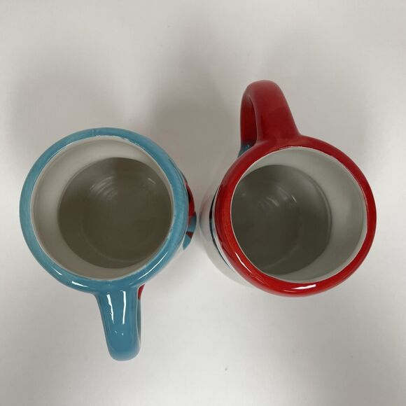 Bay Island Snowman Snowmen Snowwoman White Red Blue Cups Lot of 2 - Picture 7 of 8